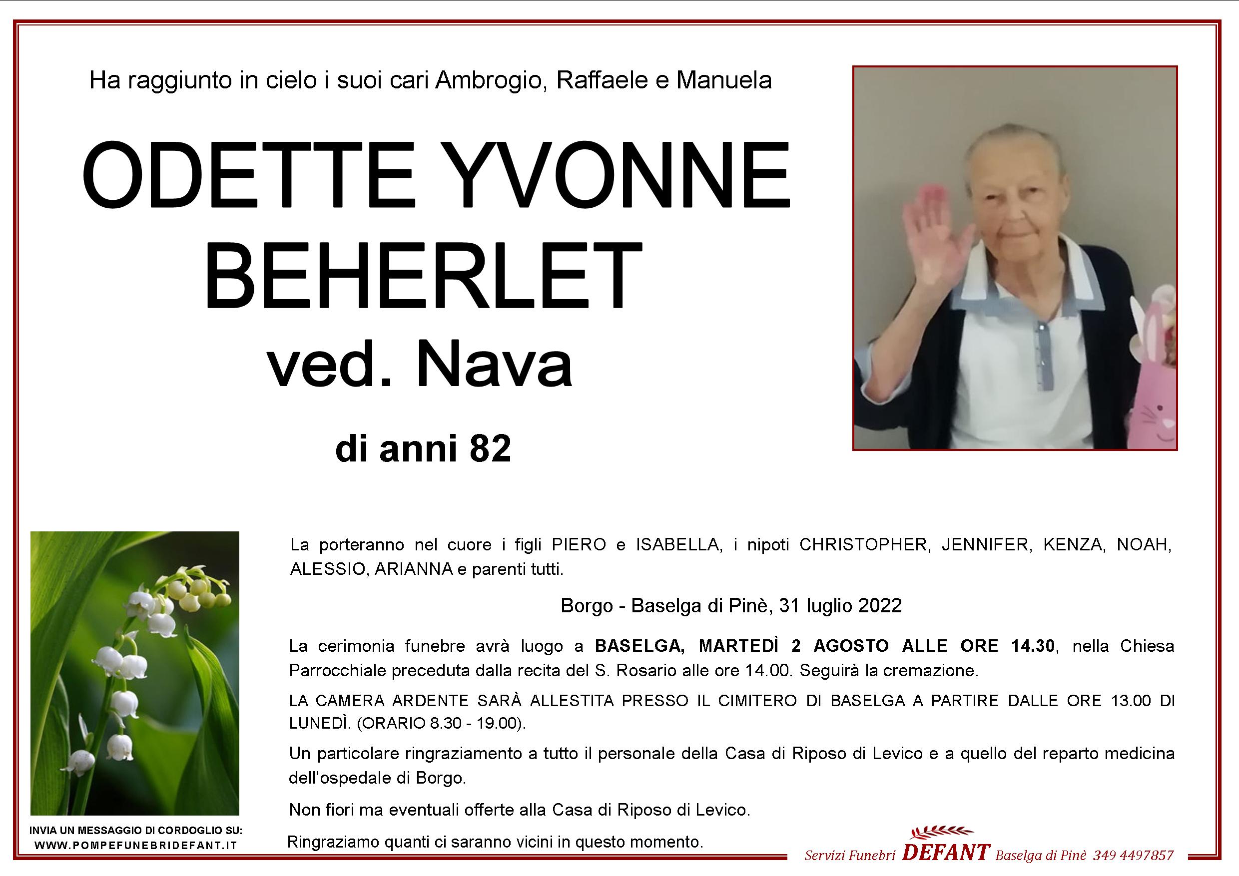 Odette Yvonne Beherlet