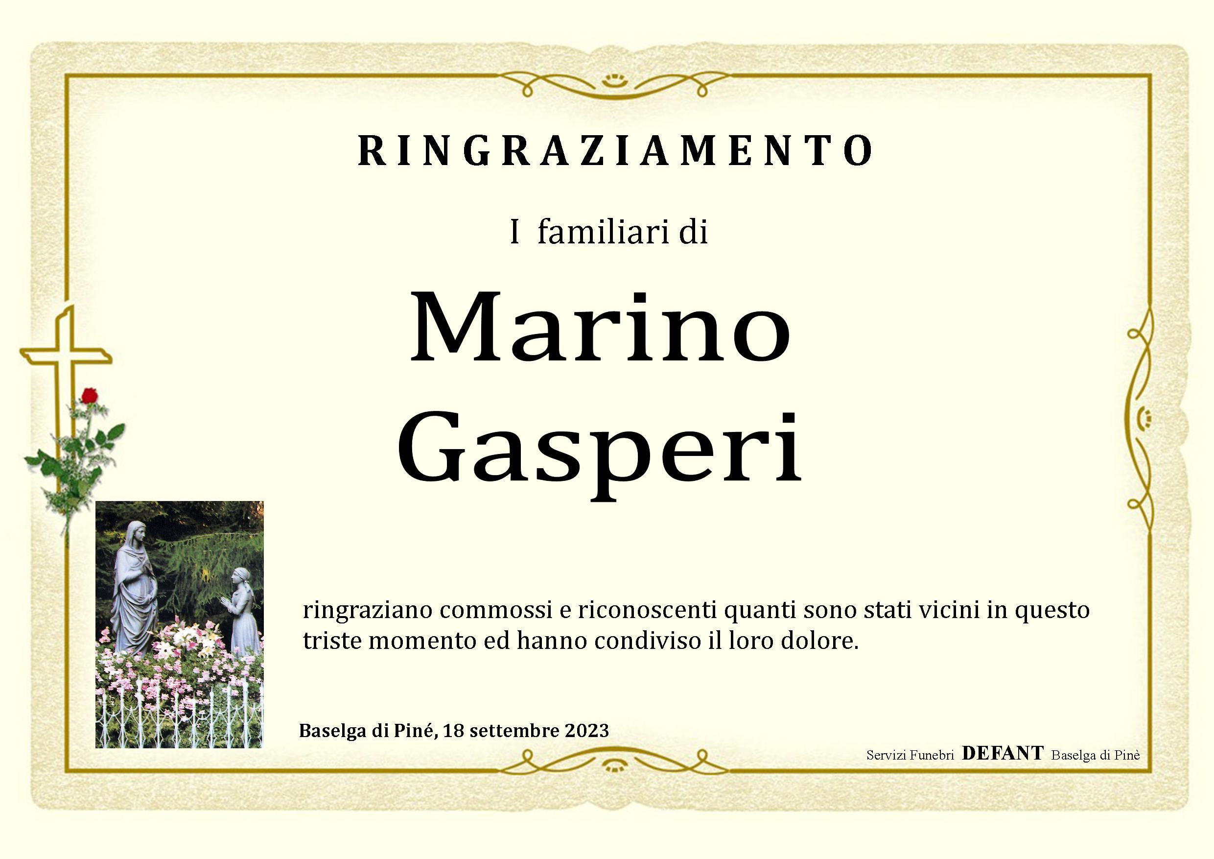 ringraziamento Marino Gasperi